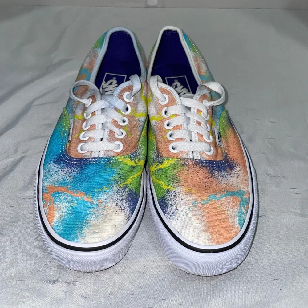 Vans Authentic Multi Color Abstract Splash Canvas Sneakers Womens 9 Mens 7.5